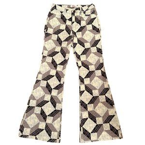 70s Vintage Inspired Wrangler Patchwork Floral Bell Bottom Flare Jeans 28 x 32